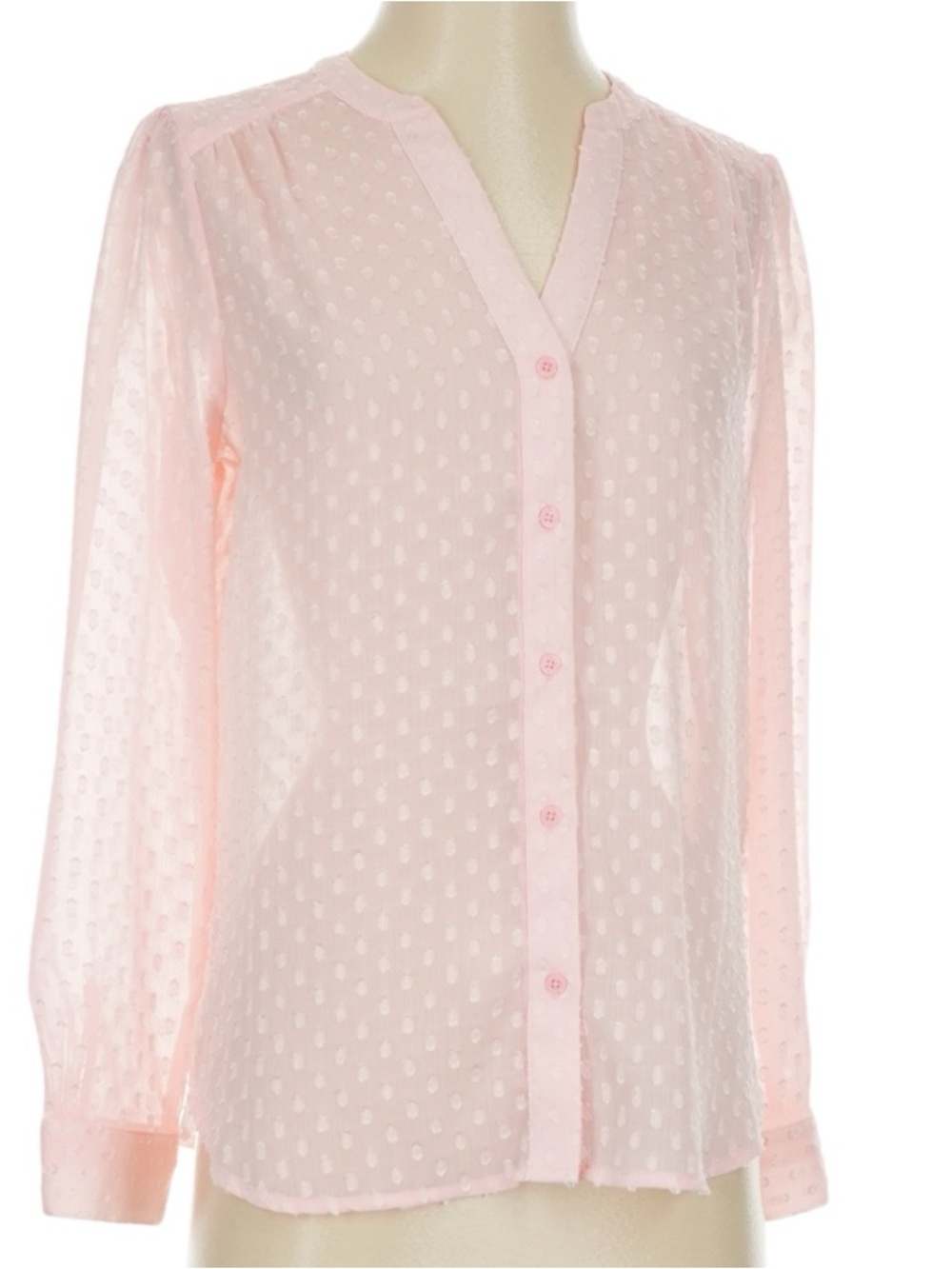 Banana Republic Factory Pink Blouse Womens Small Dobby Button Down Long Sleeve